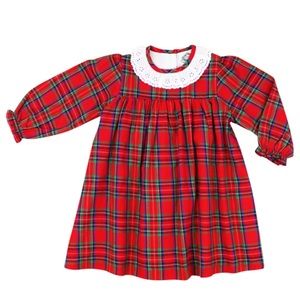 Cecil and Lou Red Plaid Eyelet dress